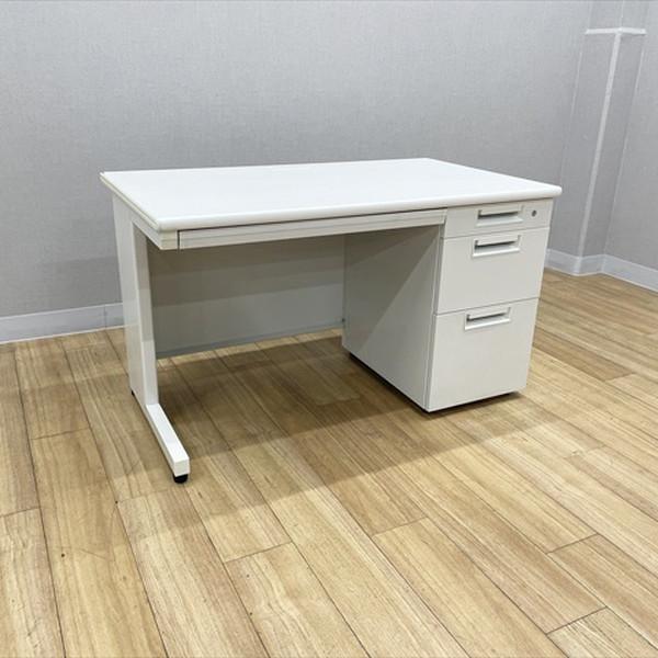 片袖デスク ３段袖 LEED オフィスデスク W1000 D700 プラス ホワイト 中古 DK-8...