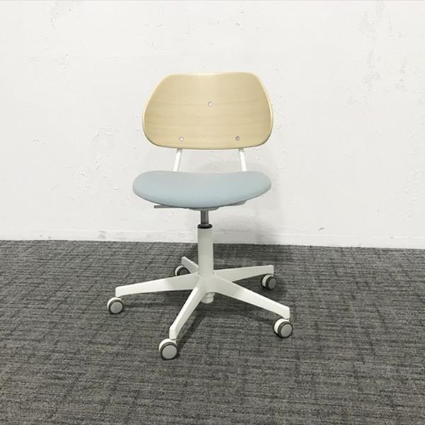 ミーティングチェア 肘無 昇降式 アミタ キャスター付 オカムラ ブルー 中古 IM-873908B