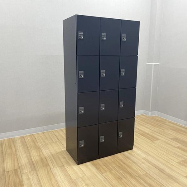 12人用ロッカー 3列4段 エディア ブラックタイプ ダイヤル式 シングルベース型 BWUH-RN1...