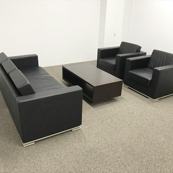 イトーキ ソファ 4点セット L26 応接セット ブラック 中古 RS-878011B