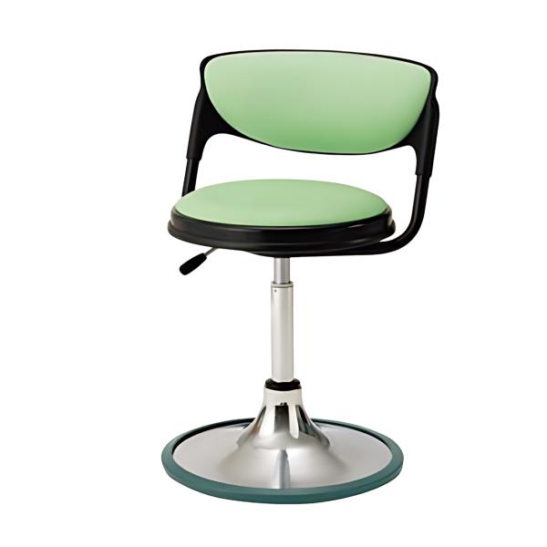 医療施設用スツール 患者用椅子 背付 ラバープロテクタ付メッキ円盤脚 ガス上下調節 ノーリツイス T...