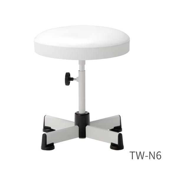 患者用椅子 丸椅子 固定脚 白ビニールレザー 4本脚手動上下タイプ ノーリツイス TW-N6
