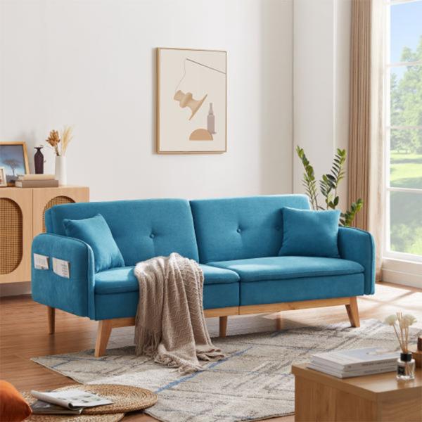 ソファベッド リビングソファ ソファ クッション 3人掛け 脚付 ポケット 収納 リビング カジュア...