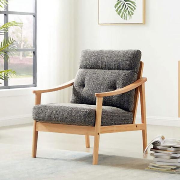 ソファ 木肘ソファ リビングソファ 1人掛け ファブリック ポケットコイル リビング 北欧 ナチュラ...