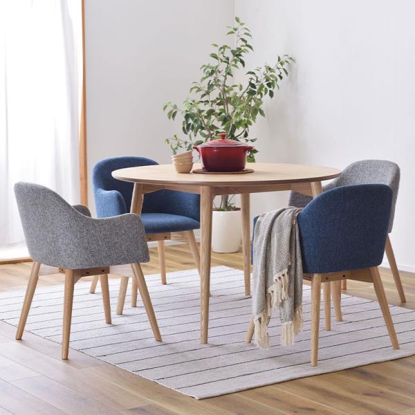 4人用 円形ダイニング 5点セット 円形テーブル 天然木 木製 ダイニングテーブル 丸テーブル ダイ...