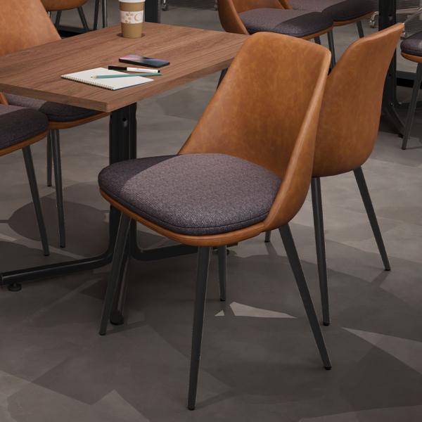 アファブル チェア レザー ファブリック 椅子 ミーティングチェア ソフトレザー ライトブラウン ダ...