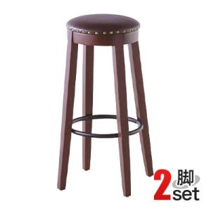 カウンターチェア バーチェア ハイチェア ハイスツール 背もたれ無し ソフトレザー張り 2脚セット ...