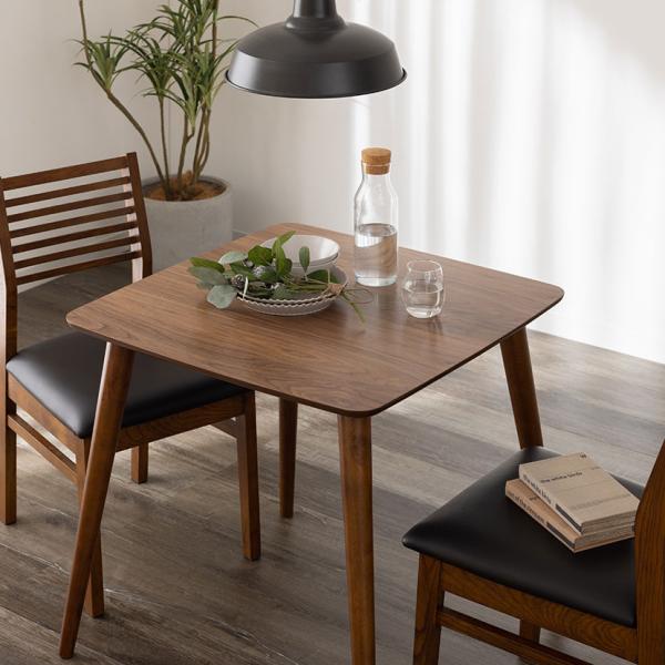 2人用 ダイニングテーブル トムテ カフェテーブル 天然木 木製 テーブル シンプル ウォルナット ...