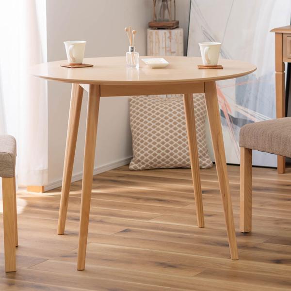 ダイニングテーブル 円形 丸型 木製 天然木 白 コンパクト 丸テーブル ラウンドテーブル ダイニン...