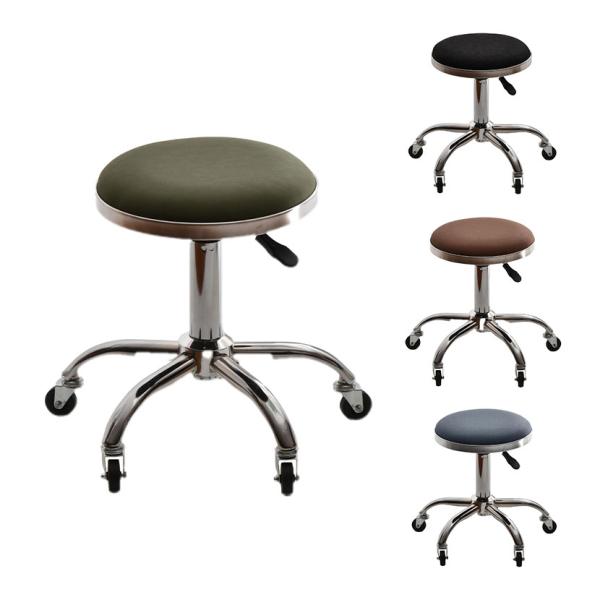 昇降スツール Sten 360度回転座面 キャスター付き PUレザー 幅510×奥行510×高さ43...