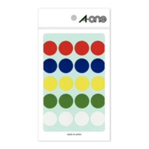 エーワン カラーラベル アソート 丸型 20mm 220片入