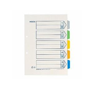 カラーインデックス A4 タテ型 5色5山 6枚1組 2穴 1パック2組入 キングジム/EC-907...