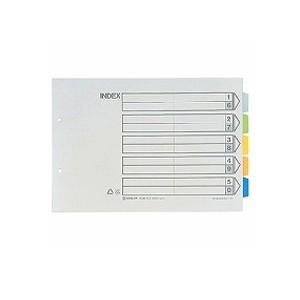 カラーインデックス A4 ヨコ型 5色5山 6枚1組 2穴 1冊10組入 キングジム/EC-908