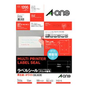 エーワン ラベルシール［プリンタ兼用］ 再生紙・ホワイト A4 12面 四辺余白付