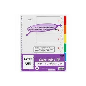 カラーインデックスPP A4 タテ型 6色6山 30穴/2穴・4穴兼用 1冊6枚入 テージー/EC-...