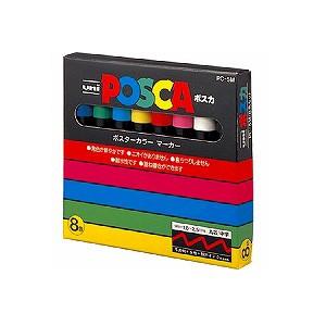 8色セット 水性マーカー マジック ポスカ 中字 1.8〜2.5m 各色1本 三菱鉛筆 EC-PC5...