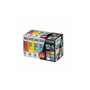 テプラ PROテープカートリッジ ベーシックパック カラーラベル 文字色：黒 幅12mm ラベル8m...