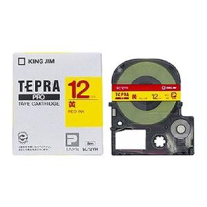 テプラ PROテープカートリッジ 黄ラベル 文字色：赤 幅12mm ラベル8m巻 1個 キングジム ...