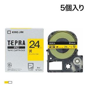 テプラ PROテープカートリッジ エコパック お徳用 ラベル:透明/黄色 文字色:黒 幅24mm ラ...