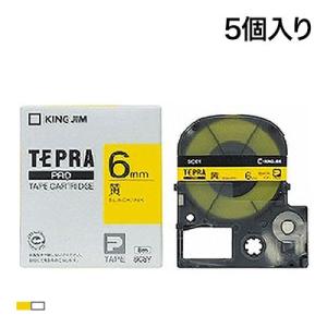 テプラ PROテープカートリッジ エコパック お徳用 ラベル:透明/黄色 文字色:黒 幅6mm ラベ...