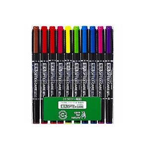 10色セット 水性 蛍光ペン オプテックスケア 太字 4.0mm / 細字 0.8mm 各色1本 ゼ...