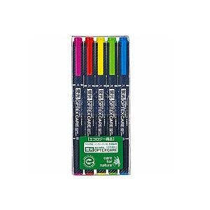 5色セット 水性 蛍光ペン オプテックスケア 太字 4.0mm / 細字 0.8mm 各色1本 ゼブ...