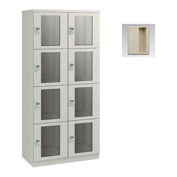 ロッカー アクリル窓付 錠なし 2列4段 スチール オフィス 更衣室 収納 グレー スチールロッカー...