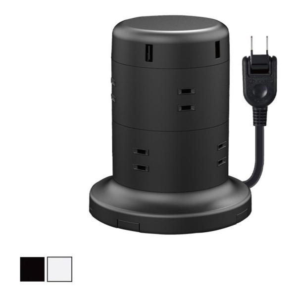 電源タップ 8個口 2P 雷サージ トラッキング防止 ほこり防止 USBポート付き タワー型 200...