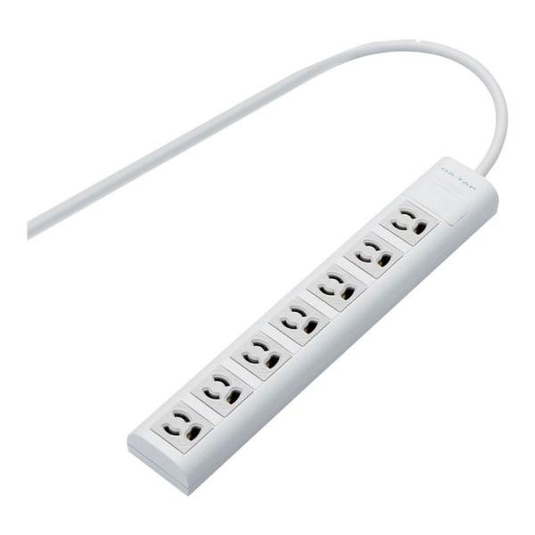 延長コード 電源タップ 5000mm 3P 7個口 3P→2P変換アダプタ付き マグネット付き EU...