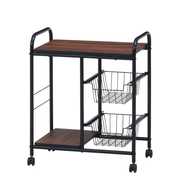 キッチンワゴン キッチン収納・キッチンワゴン キャスター付きワゴン バスケット付き 幅560×奥行3...