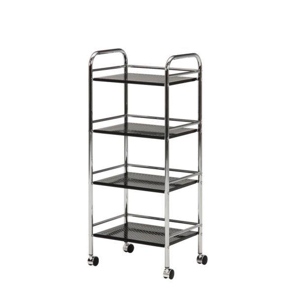 マルチワゴン4段 ブラック/クロム キッチン収納・キッチンワゴン