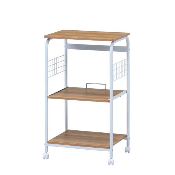 レンジワゴン ホワイト ナチュラル キッチン収納 キッチンワゴン 3段 幅515×奥行410×高さ8...