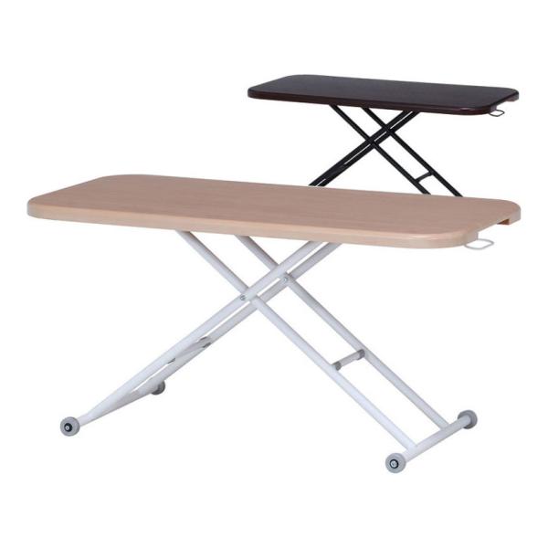 昇降式テーブル ワイド W1260×D600mm ナチュラル・ダークブラウン FB-1260