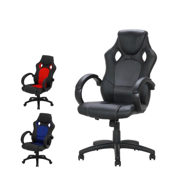 レーシングチェア サーキット オフィスチェア おしゃれ ワークチェア ゲーミングチェア 合成皮革×メ...