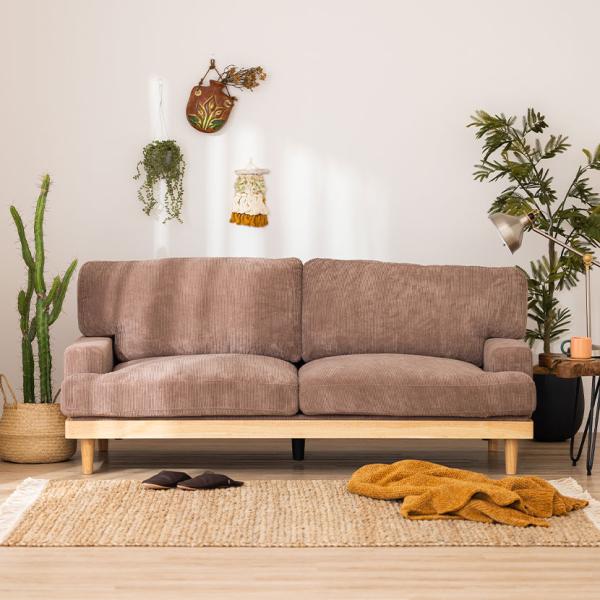 3人掛け ソファ コーデュロイソファ シンプル ナチュラル 北欧 幅1880×奥行860×高さ820...
