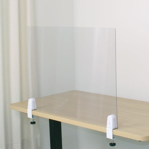 飛沫遮断パネル A-PET素材 クランプ×クランプタイプ デスク天板取り付け可 幅700×高さ600...