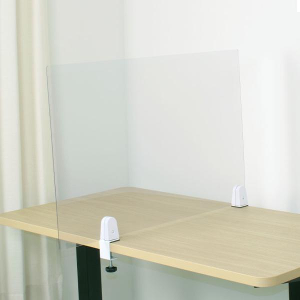 飛沫遮断パネル A-PET素材 クランプ×卓上脚タイプ 回転クランプ仕様 設置角度自在 幅900×高...