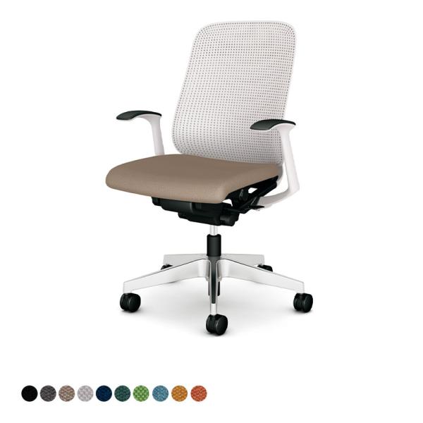 プラス レナ RENA オフィスチェア 本体ライトグレー 背ライトグレー 樹脂シェル アルミ脚 固定...