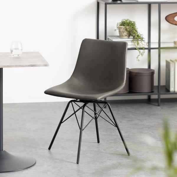 ダイニングチェア 回転式 レザー調 肘なし 回転チェア 食卓椅子 合皮 スチール脚 在宅ワーク デス...