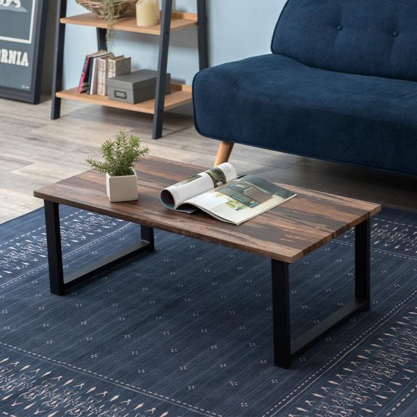 リビングテーブル 木製 ローテーブル センターテーブル 長方形 耐水性 撥水 スチール脚 コンパクト...