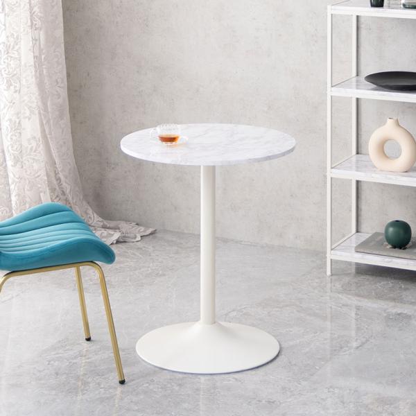 カフェテーブル 大理石調 セラミック柄 円形 丸テーブル ダイニングテーブル 2人用 コンパクト ラ...