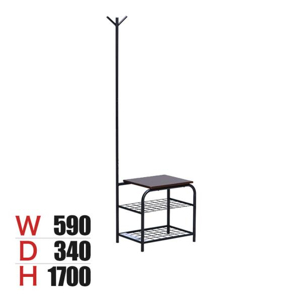 ハンガーラック付き 荷物台 衣類収納 棚付き コートツリー ポールハンガー コートハンガー スタンド...