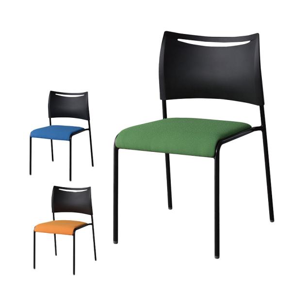 4脚セット ミーティングチェア LTS ブラックフレーム スタッキング可 座面:ファブリック 幅49...