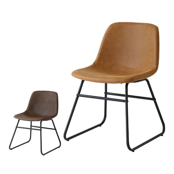 ヴィーノ PUレザー 肘なし 固定脚 チェア 椅子 デスクチェア スチール キャメル ブラウン オフ...