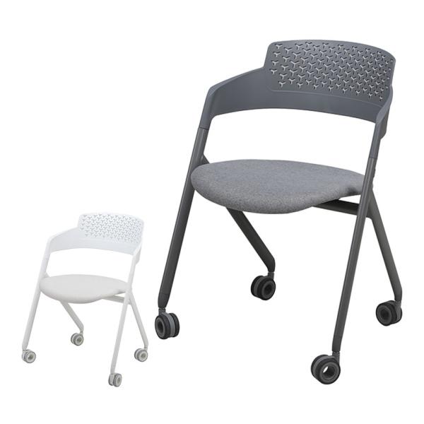 市場 エイヴン ミーティングチェア07 平行スタッキングチェア キャスター付き 会議椅子 幅590×...