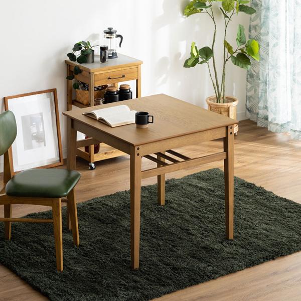 ダイニングテーブル 正方形 収納付き 木製 天然木 2人用 食卓テーブル コンパクト ラスティック ...
