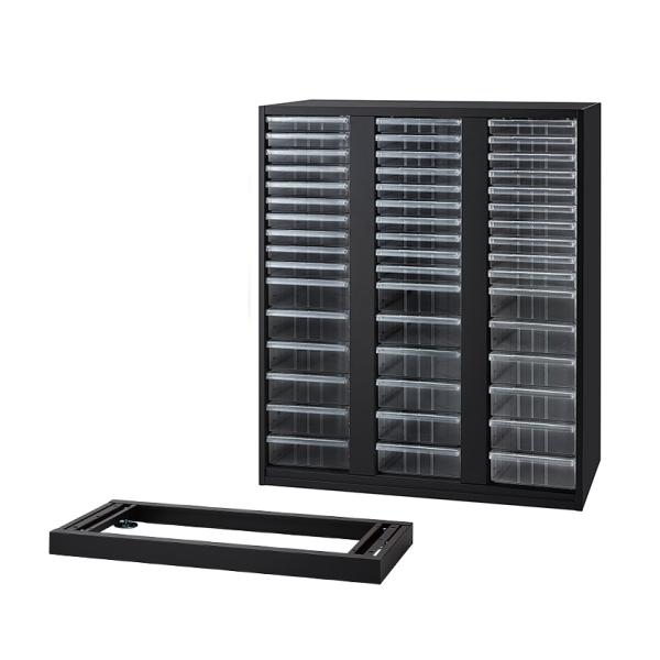 ICシリーズ 壁面収納庫 下置き レタートレーA4コンビ ベース付き ブラック 幅900×奥行450...