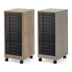 アイリスオーヤマ 木製フロアケース 浅型 13段キャスター付き オフィスチェスト 書類整理 幅289...