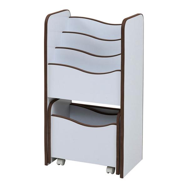 ソフトエッジで安全なキッズ 絵本棚 ３段 おもちゃ絵本ラック えほんだな こども絵本ラック キャスタ...