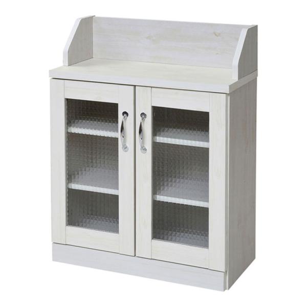 カウンター下収納 キャビネット キッチン 両開き ガラス 幅600×奥行315×高さ800ｍｍ 木製...